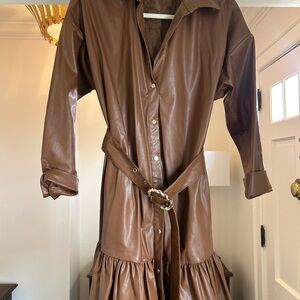 Zara Brown Leather Mini Dress